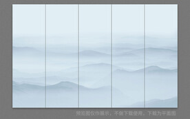 屏风水墨山水画