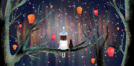 晶瓷画 儿童抽象画 夜晚森林