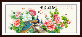 花开富贵孔雀图