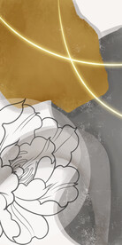 装饰画牡丹花 抽象油墨画 彩绘