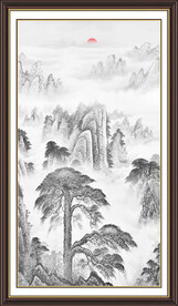 水墨画迎客松