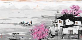 江南水乡水墨画
