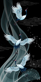 中式飞鹤仙鹤祥云吉祥如意玄关