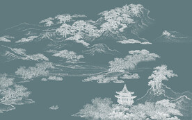 新中式线条山水背景墙