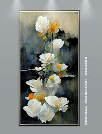 中国风抽象花卉玄关装饰画