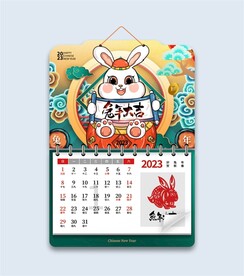 手绘兔子卡通兔年挂历