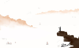禅境水墨山水画