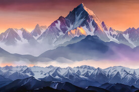 雪山晚霞