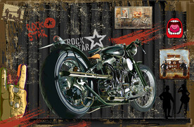 工业风涂鸦机车酒吧背景墙