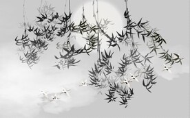 新中式水墨竹林风景背景墙壁画