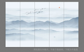 中国风水墨山水墙画