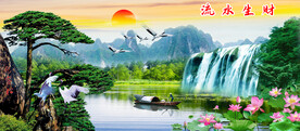 迎客松山水画