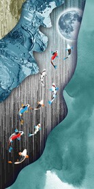 年年有鱼烁金装饰画九鱼戏图玄关