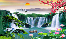 迎客松山水画