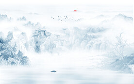 写意山水画电视背景墙