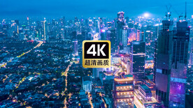 现代城镇商务建筑群夜景