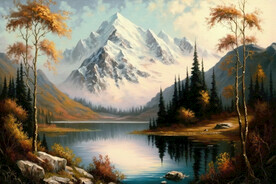 油画 湖光山色