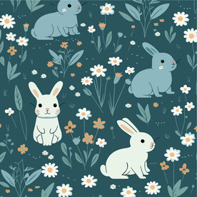 兔子布料底纹卡通多彩图案 