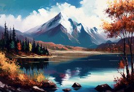 油画 湖光山色