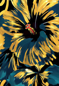 抽象花朵金箔画