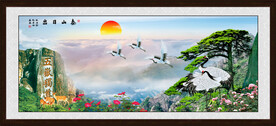 旭日东升泰山风景画