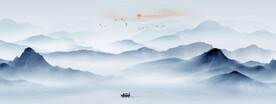 新中式抽象水墨山水风景背景墙
