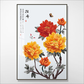 牡丹花鸟国画