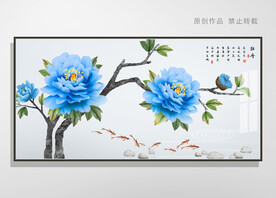 牡丹花鸟国画