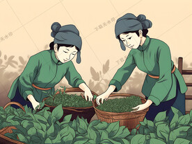 采茶人物插画