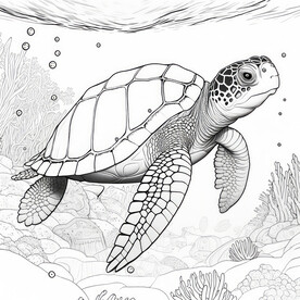 白描海龟