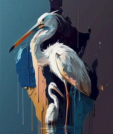 油画大白鸟