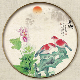 圆形花鸟图
