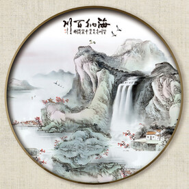 圆形中式山水画