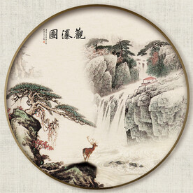 圆形中式山水画