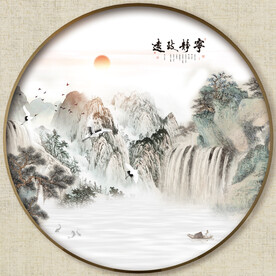 圆形中式山水画