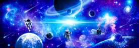 蓝色外太空星球宇宙银河星空背景