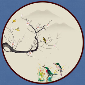 圆形中式山水画