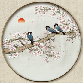圆形花鸟画