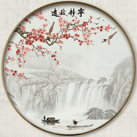 圆形中式山水画