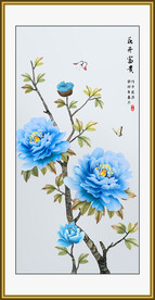 牡丹花鸟国画