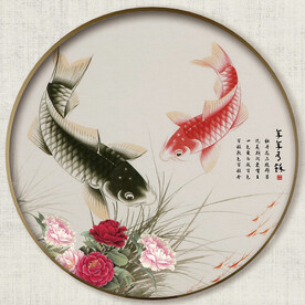 圆形富贵有鱼图