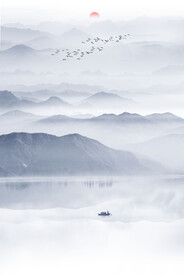 竖幅水墨画