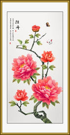 牡丹花鸟国画
