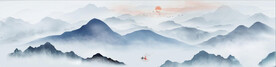 新中式抽象水墨山水风景背景墙