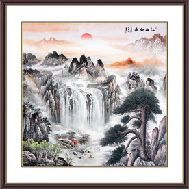 迎客松山水画
