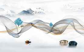 新中式现代简约爵士白山水装饰