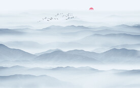 新中式壁画山水画电视背景墙