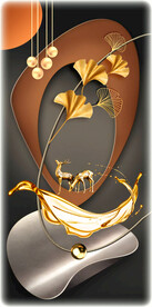 抽象线条麋鹿玄关背景装饰画