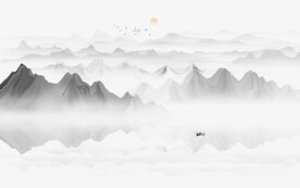 抽象意境水墨山水画背景墙