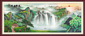 国画源远流长聚宝盆山水画